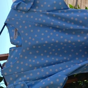 Calvin Klein Baby Blue Dress with white polka dots